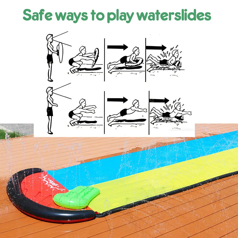 Wasserrutsche,188in x 54in (480 x 140 cm) Wasserrutsche Garten für Kinder mit 2 Bodyboards, Wasserspielzeug Kinder für Sommer Garten Pool Outdoor