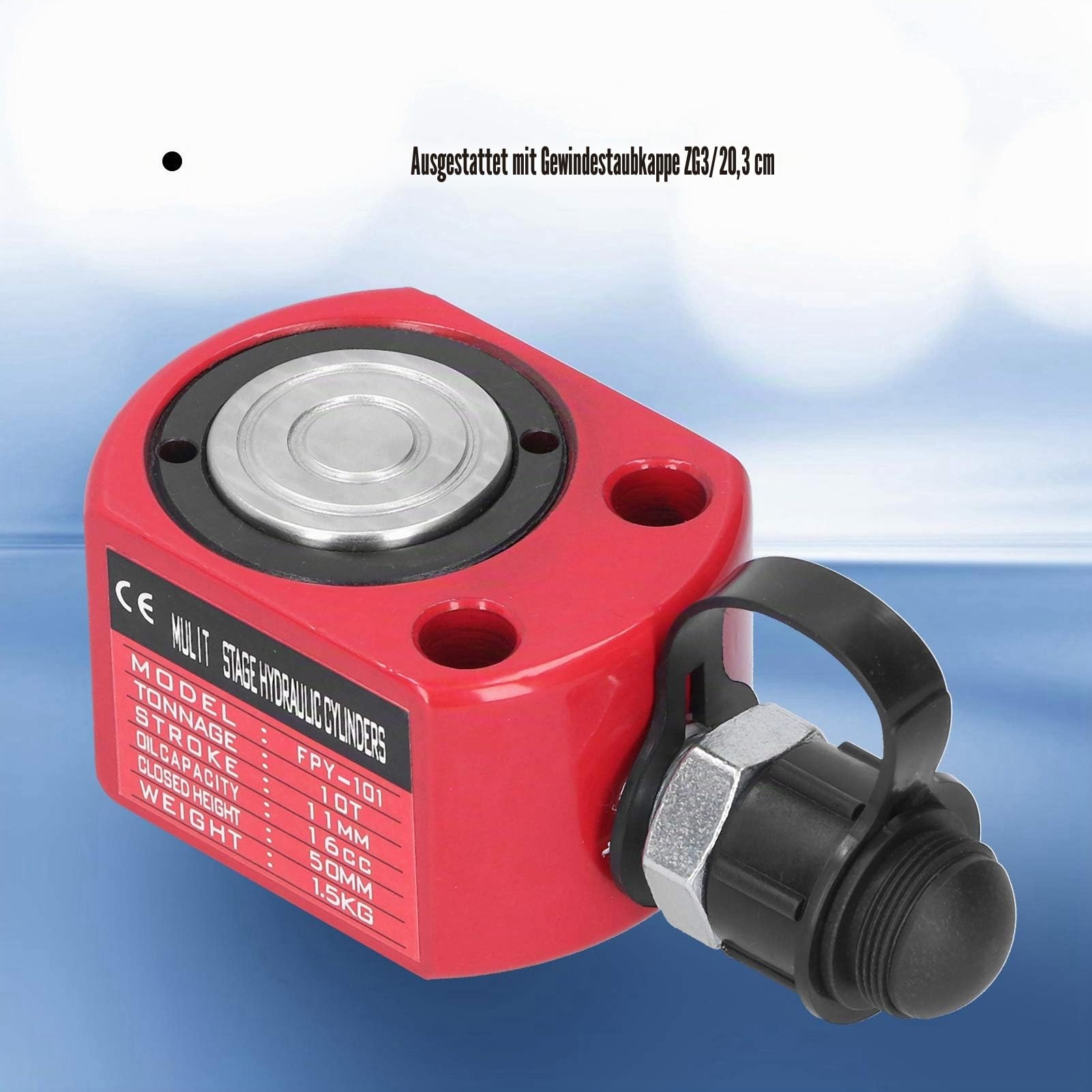 10T ultradünner Hydraulikzylinder, hydraulischer Ram-Wagenheber mit ZG3 / 8-Zoll-Gewindeanschluss und Staubkappe, Zylinderhub 11 mm （0,4 "）, verwendet in Kraft, Schiffbau, Erdöl, Chemie usw.