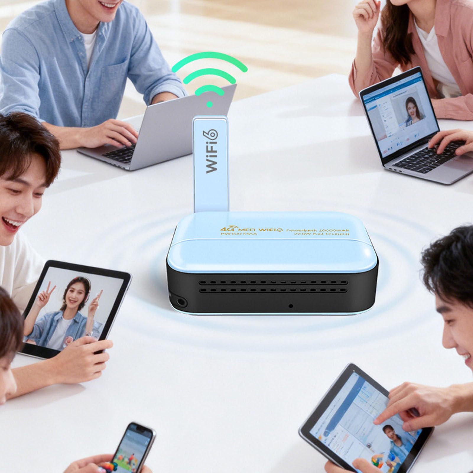 Zerodis Hotspot LTE Portatile, Router Mobile 4G LTE con Batteria da 10000 MAh, Slot per Scheda SIM, Collega Fino a 16 Dispositivi, WiFi da 300 Mbps a 2,4 GHz per Viaggiatori d'affari e Viaggi