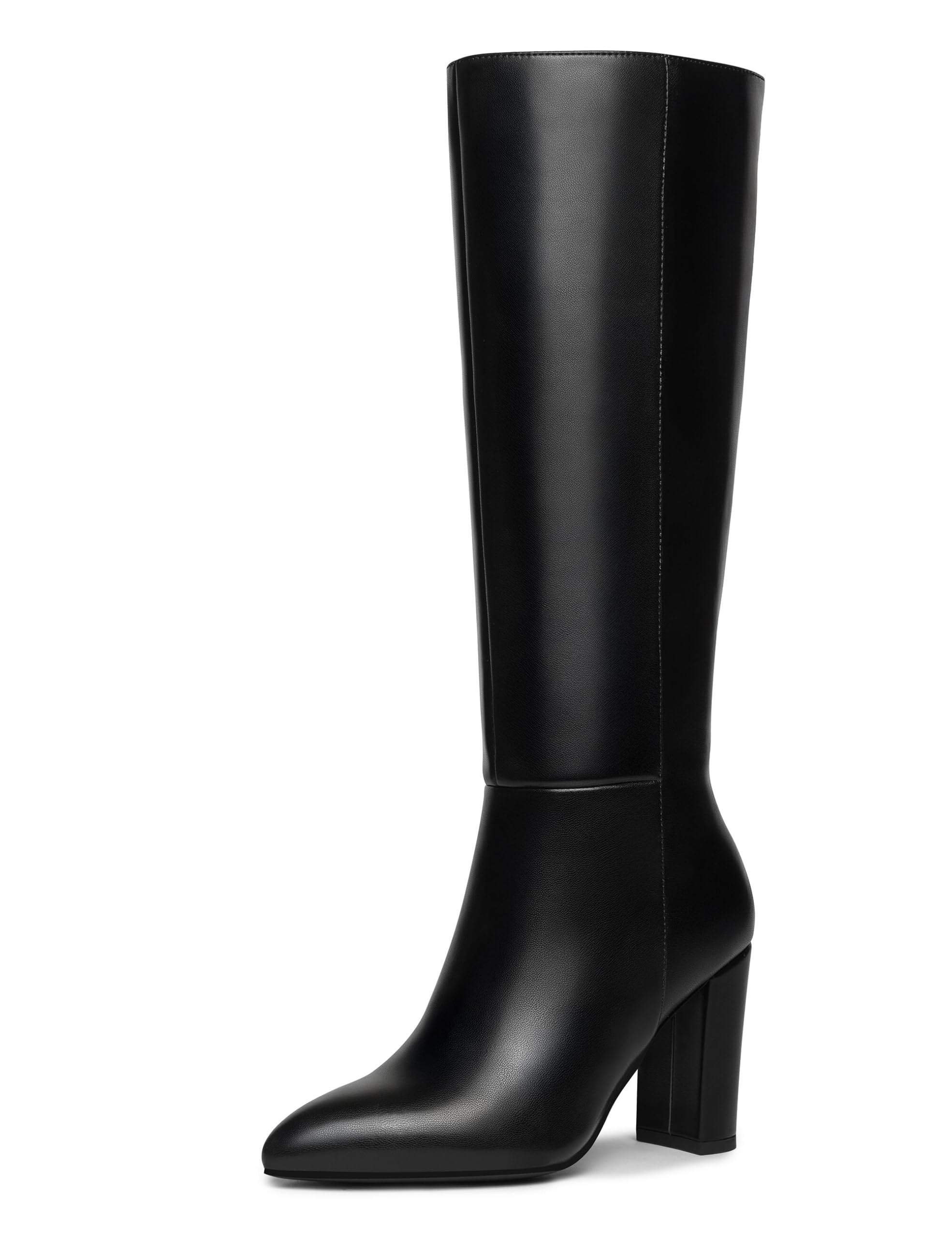 Knee High Boots Women Classic Chunky Heel Pointed Toe Tall Boots For Women High Heel Side Zipper Boots