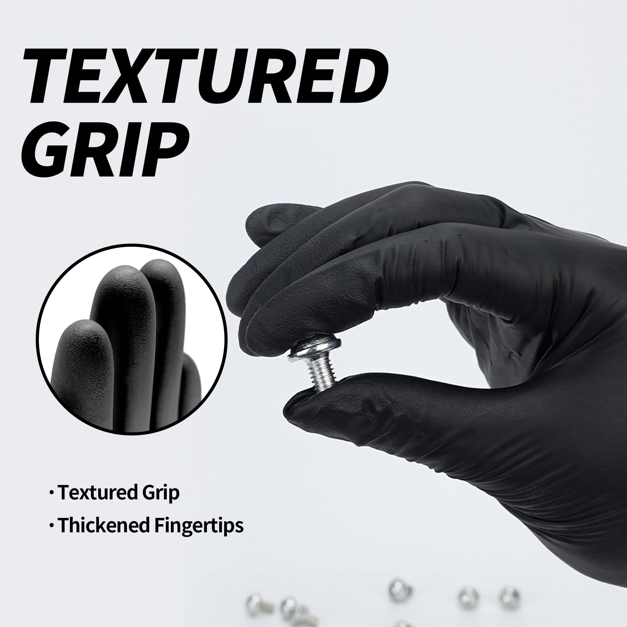 Jointown Vinyl Exam Gloves- 4 mil Safty Glove Latex-Free & Powder-Free, SGBE 8003 Synmax Disposable Medical Glove Large (Case of 1000, Black)