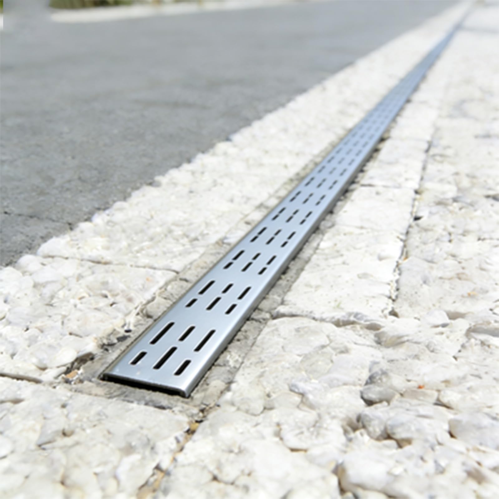 GLDYTVF 2-Inch Drainage Channel Kit with Grate for Garden Home Foundations & Patios Waterproofing for Basements Silver 1.5m/4.9ft Drainage System