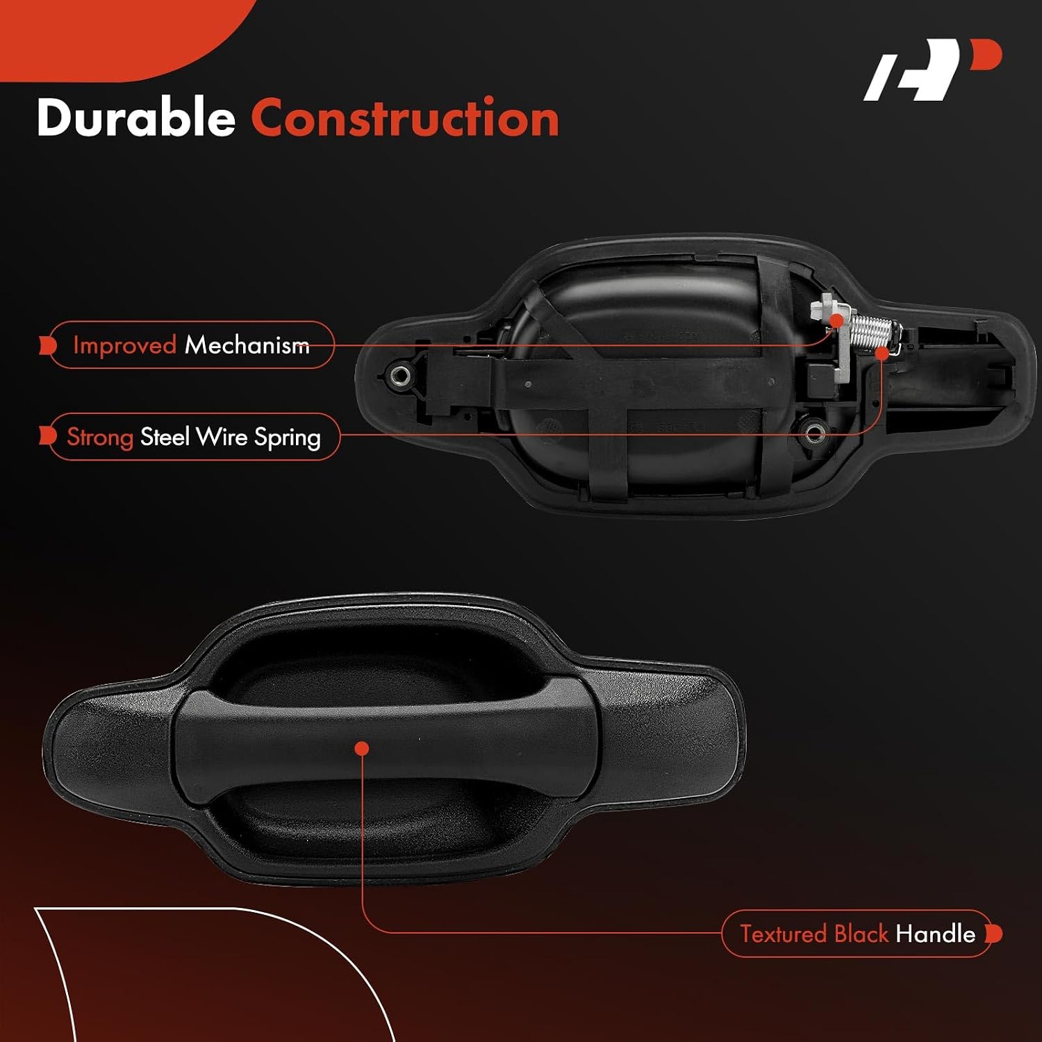 A-Premium Outside Exterior Door Handles Compatible with Chevrolet Colorado & GMC Canyon, 2004 2005 2006 2007, Crew Cab Pickup, Textured Black, 4-PC Set, Front & Rear Driver and Passenger Side