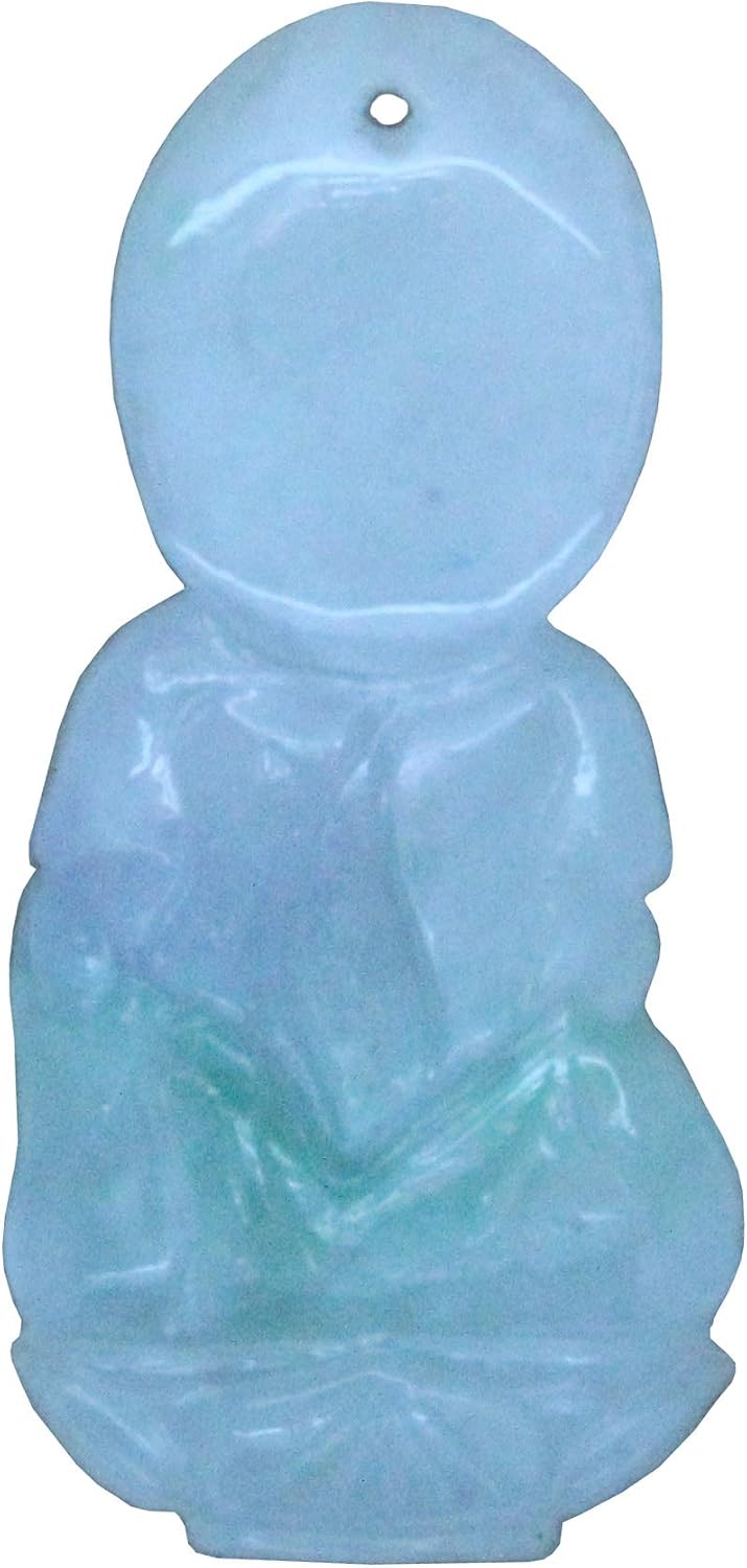 Light Green Sitting Jade Kwan Yin - Bodhisattva - Goddess of Mercy Jade Pendant an539