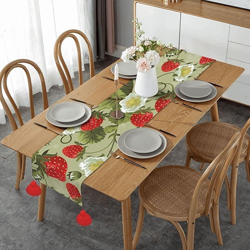 Christmas Table Runner 60 Inches Long Fall Table Runner for Dining Table Christmas Decorations Coffe Table Runner with Tassels Kitchen & Table
