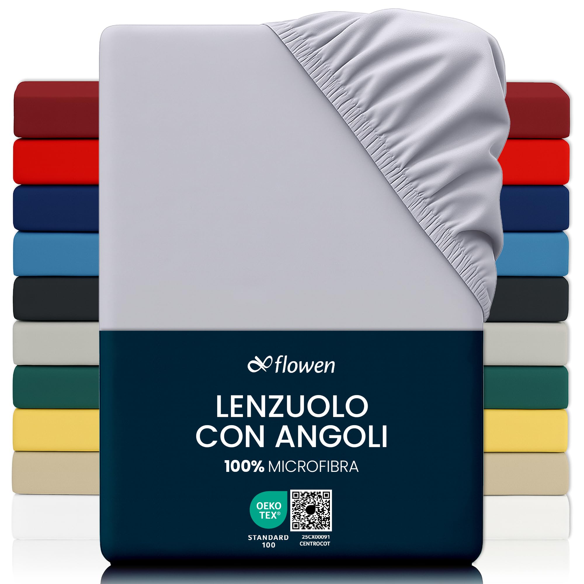 Lenzuola Matrimoniali con Angoli 160x190 cm Grigio Chiaro in Microfibra per Letto con Materasso fino a 30cm Tessuto Anti-Acaro e Ipoallergenico di Alta Qualità Morbido e Lavabile in Lavatrice