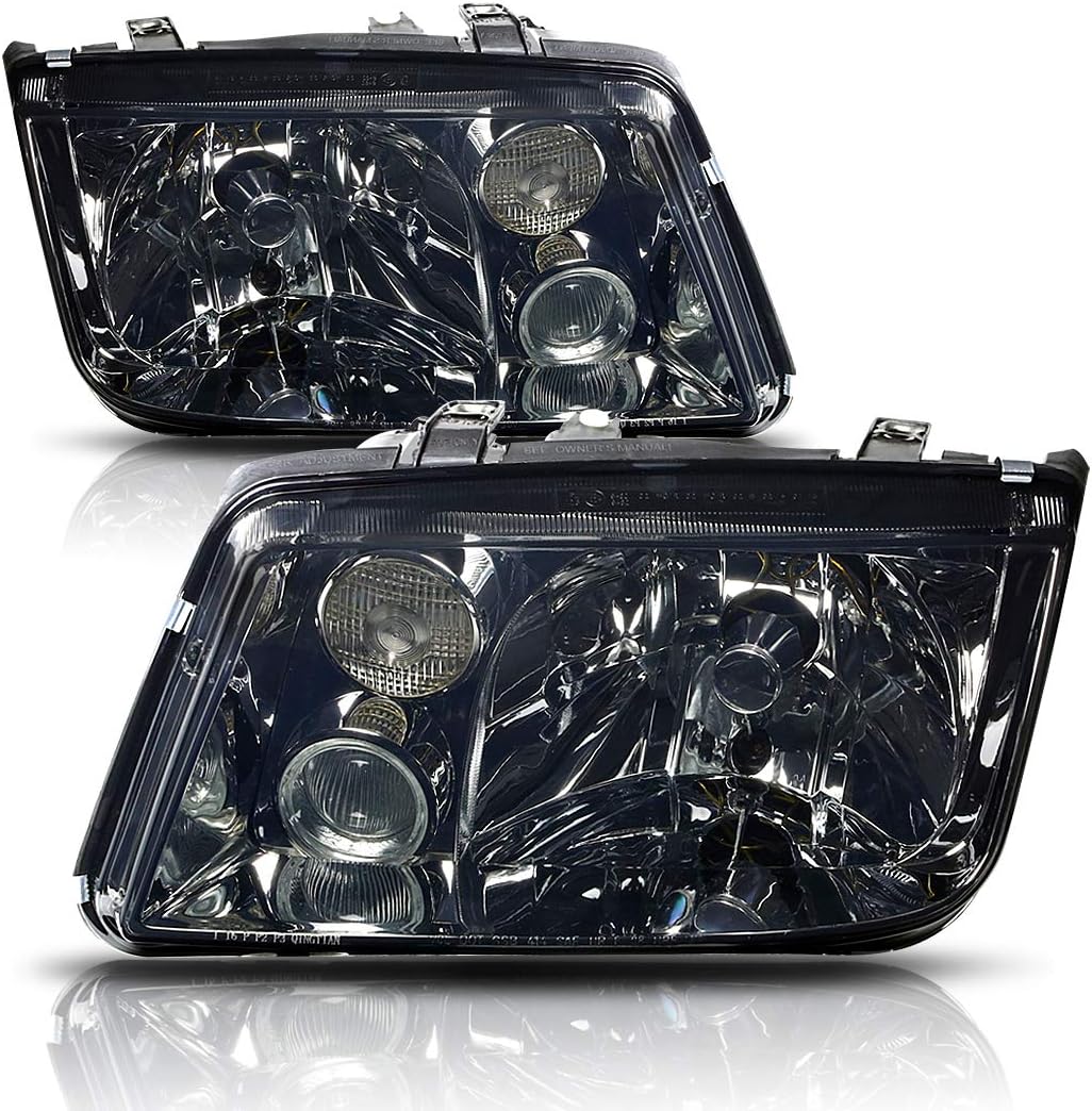 PM PERFORMOTOR 2Pcs Euro-Spec E-Code Style Headlights Assembly w/Fog Light Compatible with VW Jetta MK4 99-05