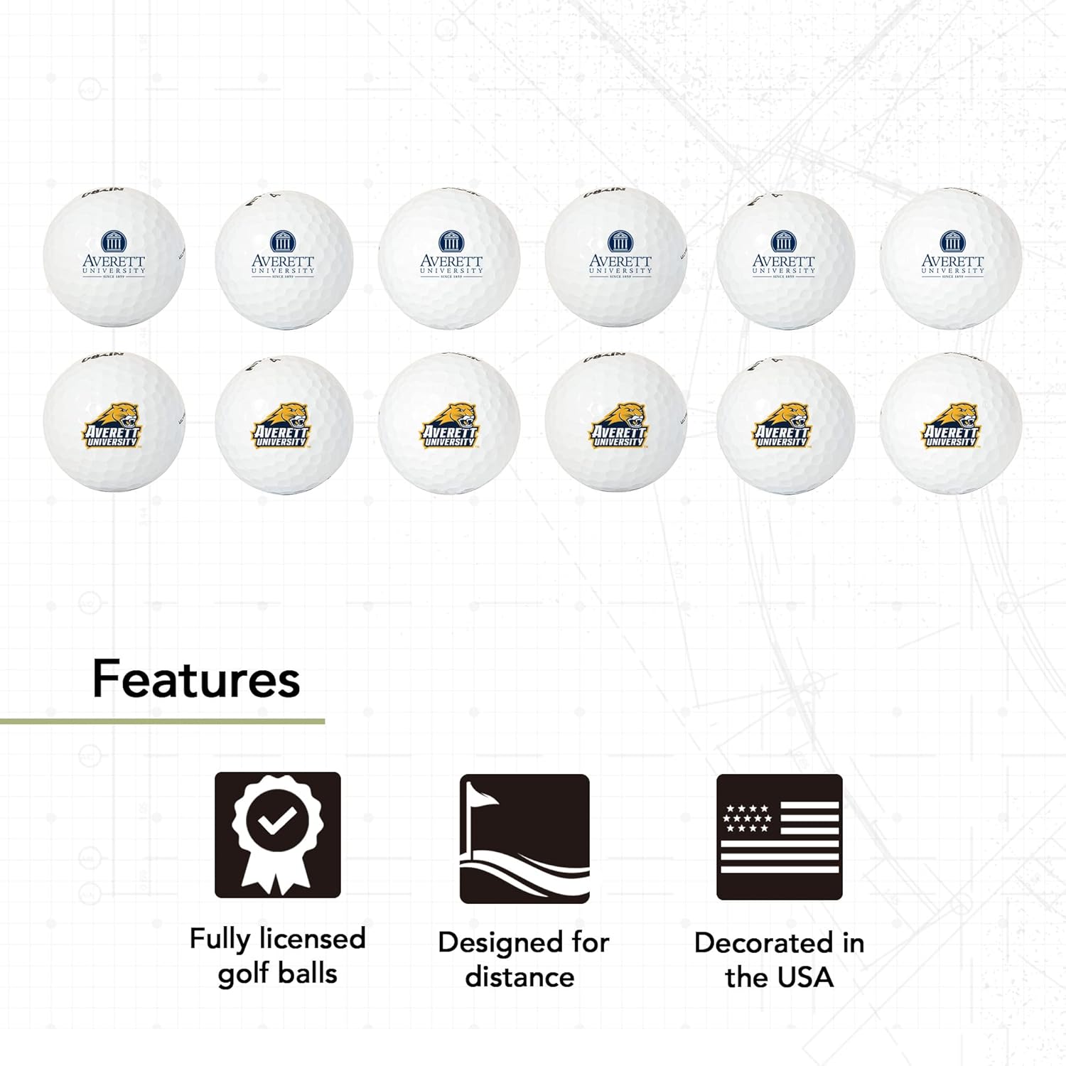 Desert Cactus Averett University Golf Balls 12 Pack – AU Cougars Full Color Dozen – Officially Licensed Sport Team Accessory