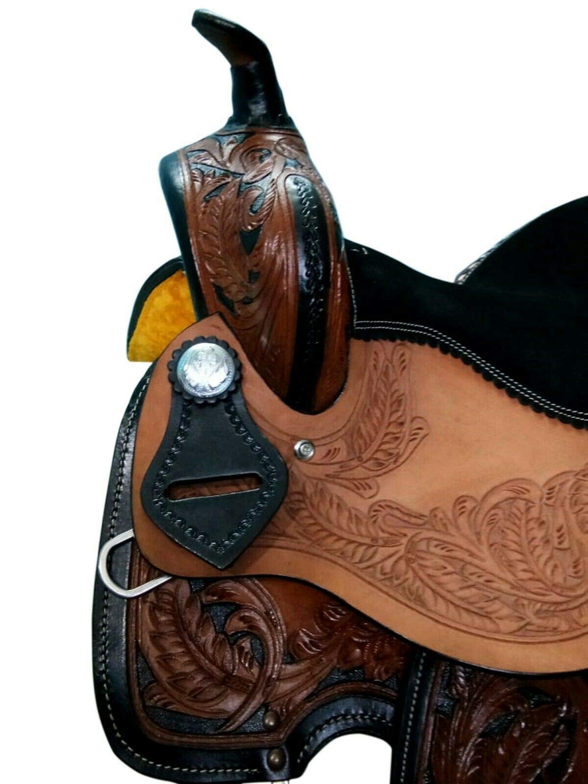 Western Horse Saddle Leather Western Barrel Racing Trail Horse Saddle con testiera