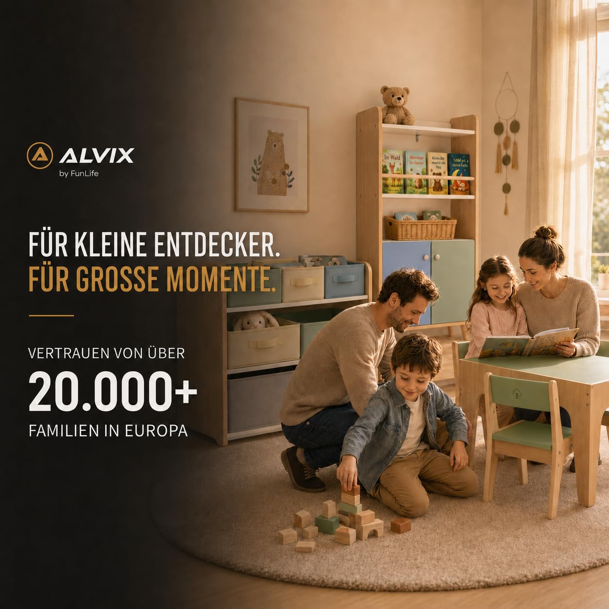 ALVIX Spielzeugregal mit 6 Aufbewahrungsboxen, Spielzeug Organizer