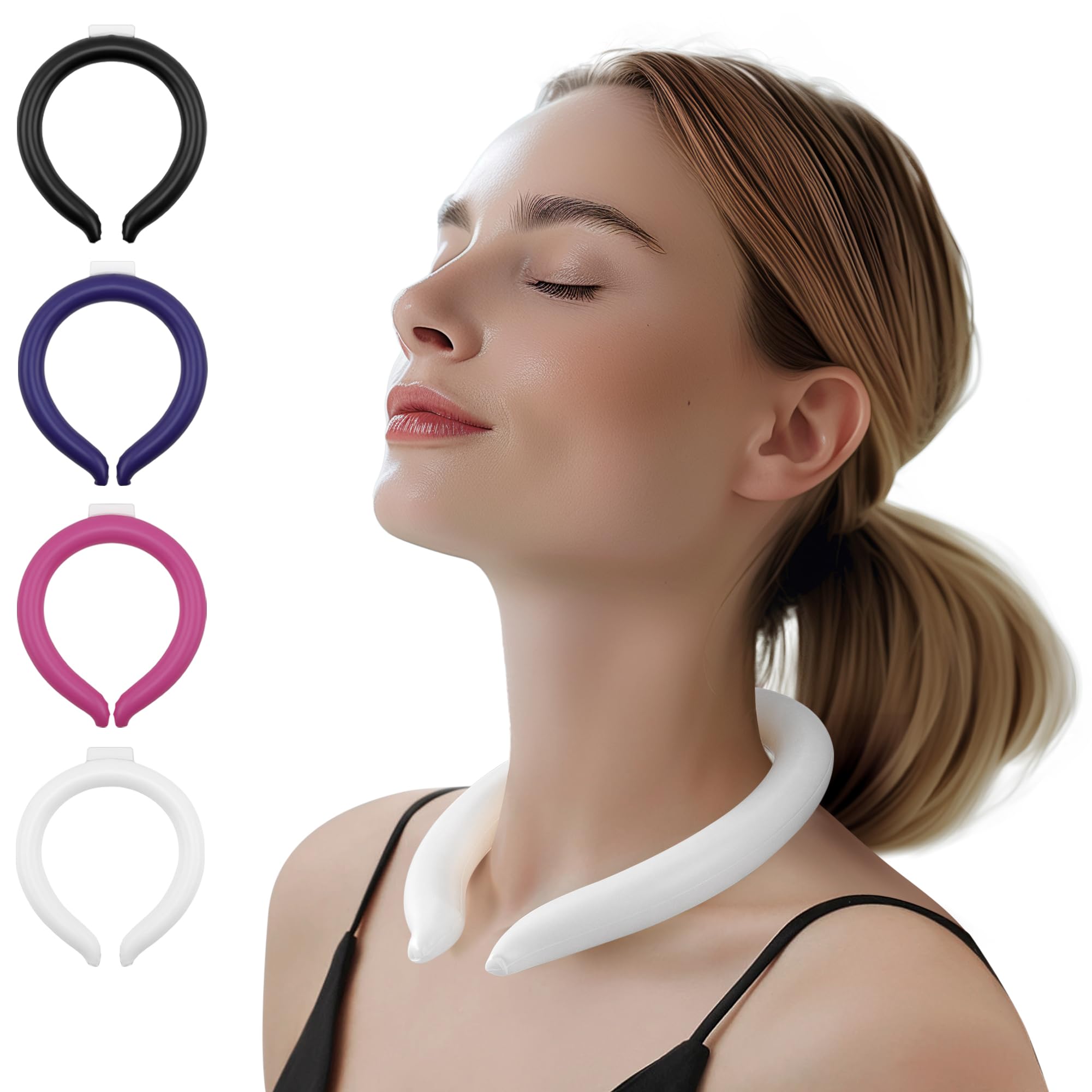 Magic Gel Collier Rafraîchissant – Anneau de Glace Portable pour le Cou – Gaine de Gel Réutilisable pour les Athlètes et Travailleurs Extérieurs – Blanc Blanc Lot de 1