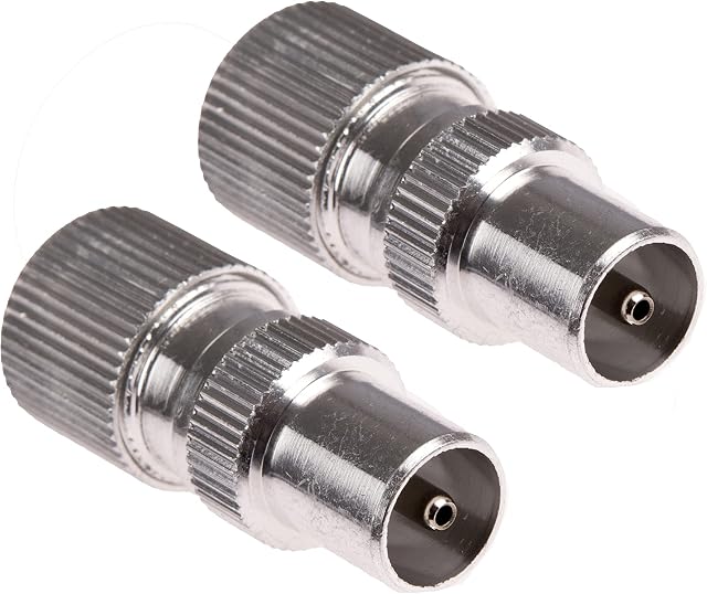 2 x Male Coax/Coaxil TV Aerial Connector Plug for RF Cable/Freeview - Metal