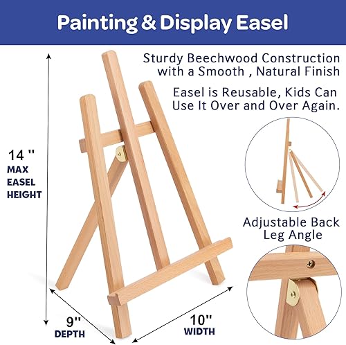 Miniatura 16 de Juego de 59 piezas de pintura acrílica, kit de suministros de arte con 24 pinturas no tóxicas, caballete, pinceles, lienzo para niños, artistas