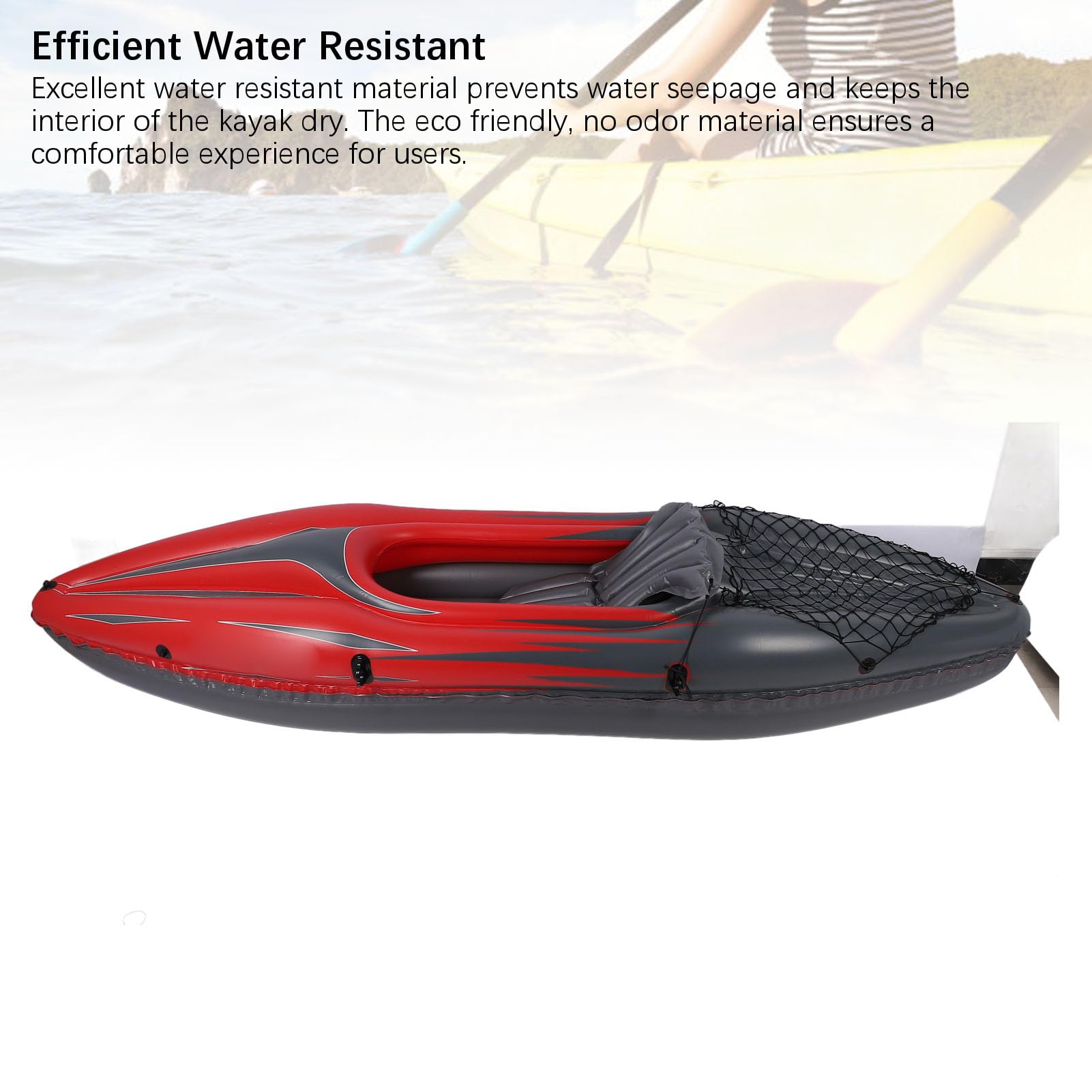 Ensemble de Kayak Gonflable pour 1 Personne, canoë Gonflable avec Plancher Rigide et Fonction Debout, Bateau Gonflable en PVC résistant aux UV avec Pompe à Main, pagaie et Sac de r