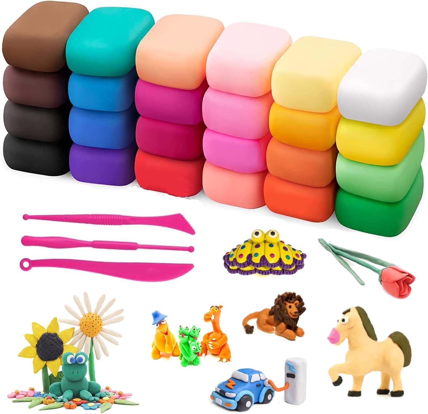 Pack of 12 Air Dry Clay, Colorful Children Soft Clay, Creative Art Crafts, Gifts for Kids-Multi Color. Non-Toxic Modeling Magic Fluffy Foam Bouncing Clay Putty Kit for Kids [Pack of 2]-image-8