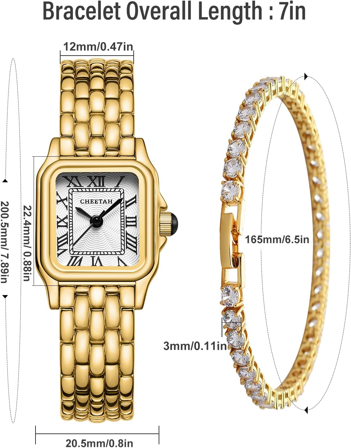 CHEETAH Women’s Gold Bangle Watch and Bracelet Set - Image 6