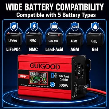 15A Boost MPPT Solar Charge Controller 600W|12-60V to 48/60/72V Step-Up