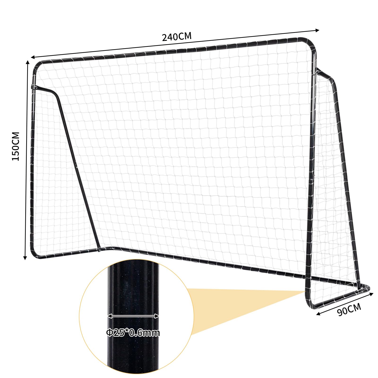 LALAHO But de Foot Cage de Foot pour Enfants 240x150x90 cm Cadre Robuste en Acier Galvanisé