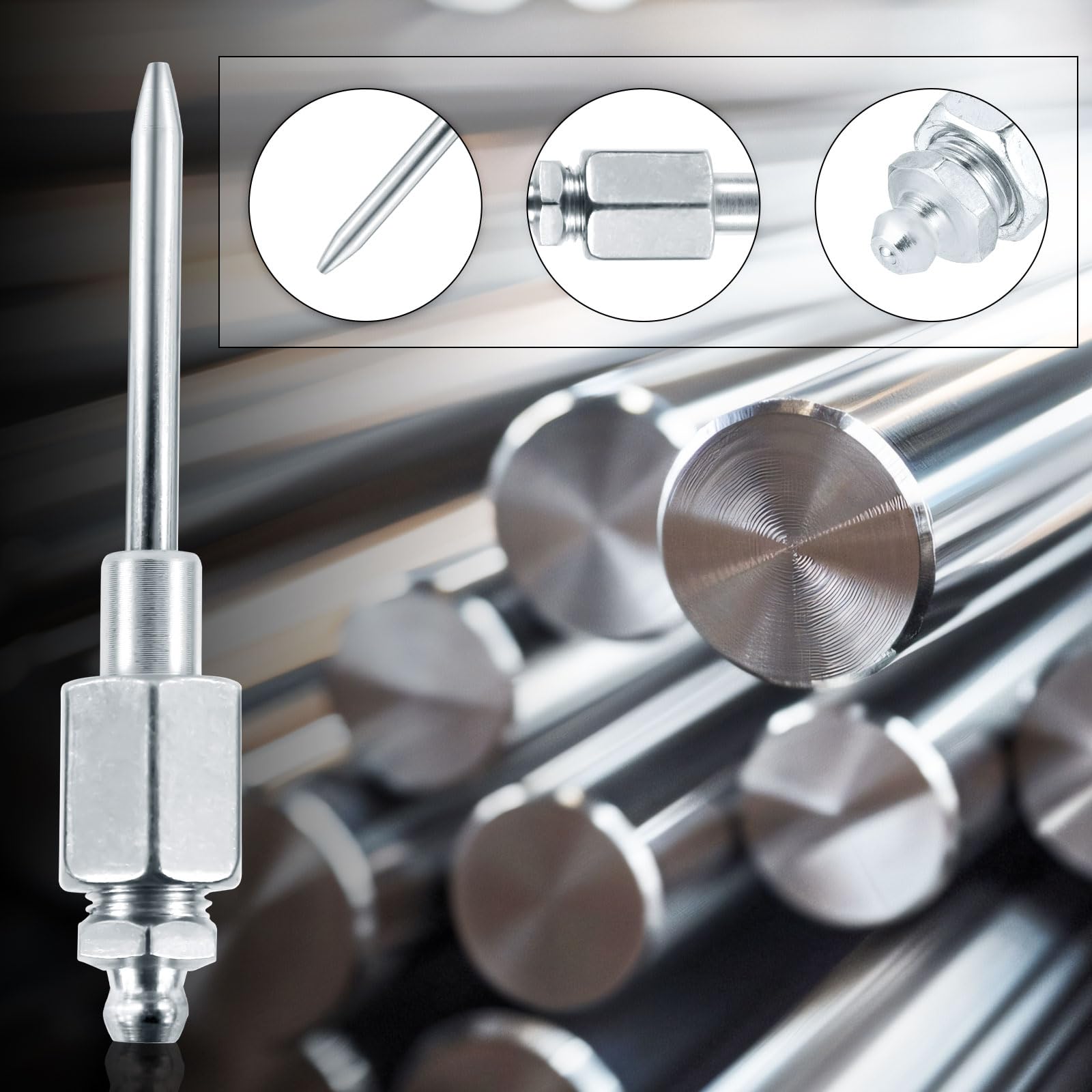 Kit 7 Pièces Accessoires Pour Pistolet à Graisse - Buses Aiguille, Distributeur, Raccords Caoutchouc Pour Espaces Serrés Et Profonds - 11