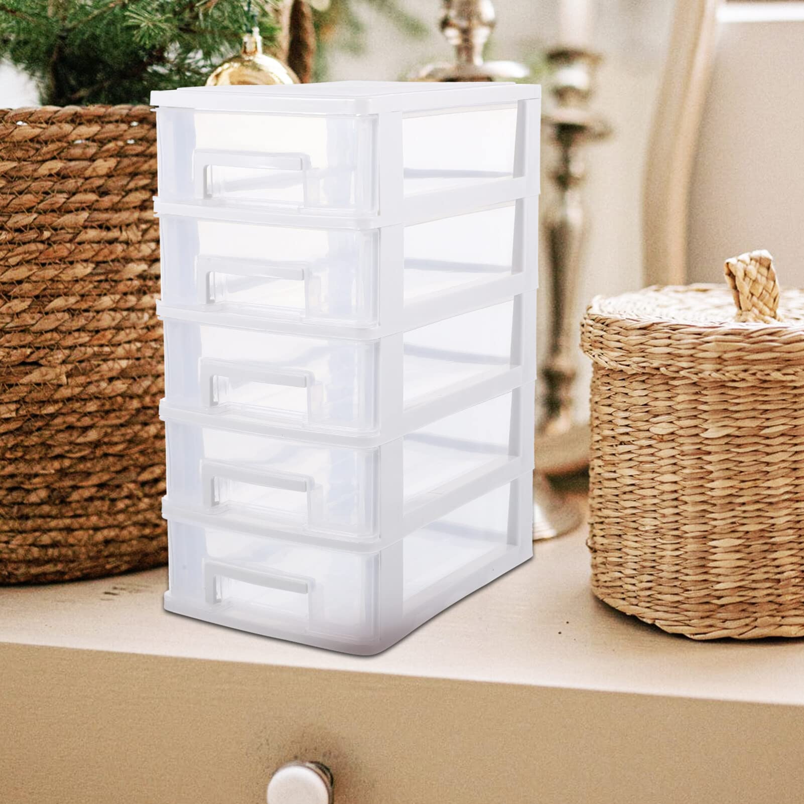 Alipis Organizzatore da Scrivania a Cassetti Multi-livello in Pp Bianco | Scatola da Tavolo per Soggiorno e Bagno, Stabile da Tenere, Facile da Pulire