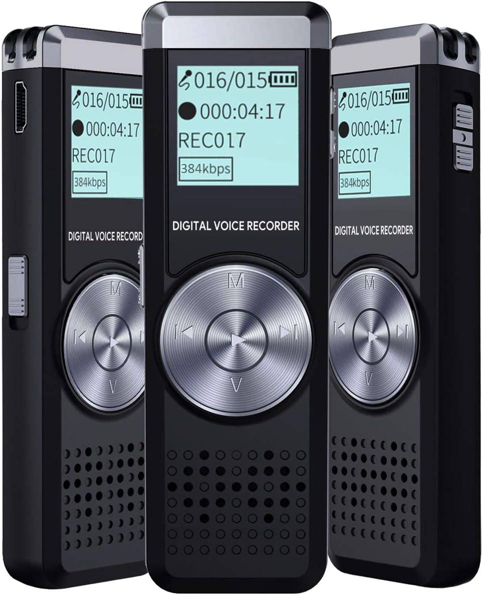 Voice Recorder for lectures Portable Recorder Small Tape Recorder with MP3 IIDA 16GB Audio Recorder Digital Voice Activated Sound Recorder USB Mini dictaphone Playback