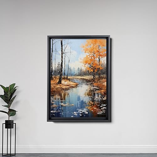 Miniatura 5 de Golden Tranquility, Captivating Forest Sunset, Canvas Print Embracing Autumn's Beauty with Blue Skies, Fall Trees, and Nature's Splendor, Canvas