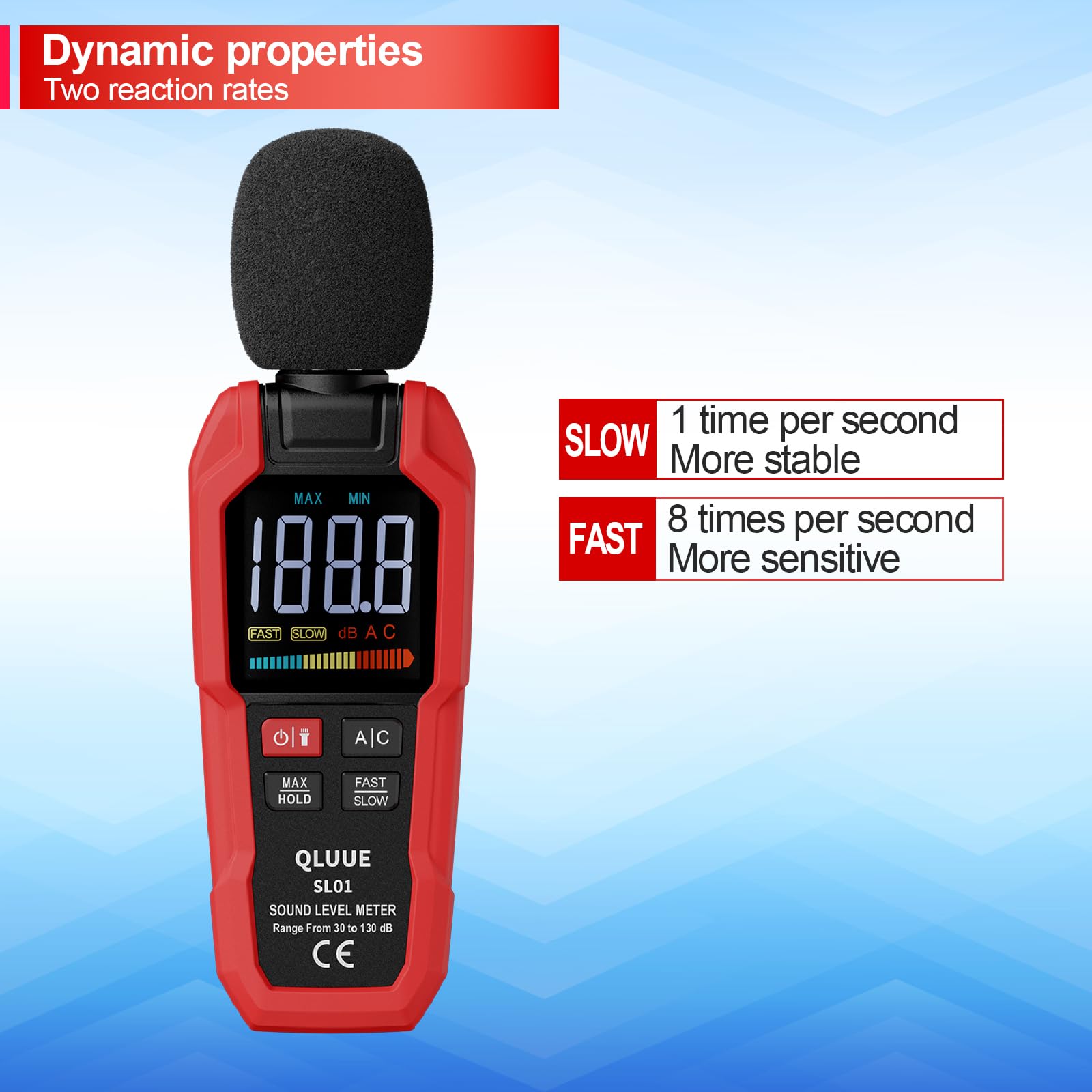 Cyfrowy przenośny miernik poziomu dźwięku, 30 dB do 130 dB, wyświetlacz LCD z obciążeniem A/C, może być używany w domu, w fabryce i na ulicy
