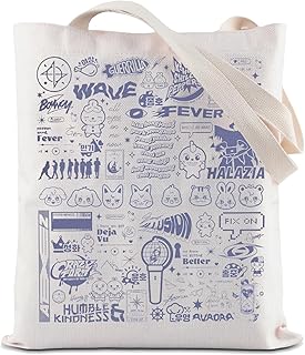 ZJXHPO Kpop Tote Bag Kpop Lover Gift Concert Reusable Grocery Shopping Bag K-pop Shoulder Bag (Wave Kpop Tote), Medium