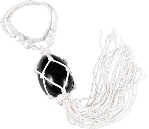 rockcloud Adorno de coche hecho a mano con forma de huevo pulido con cristales curativos para decoración del hogar, oficina, automóvil, obsidiana