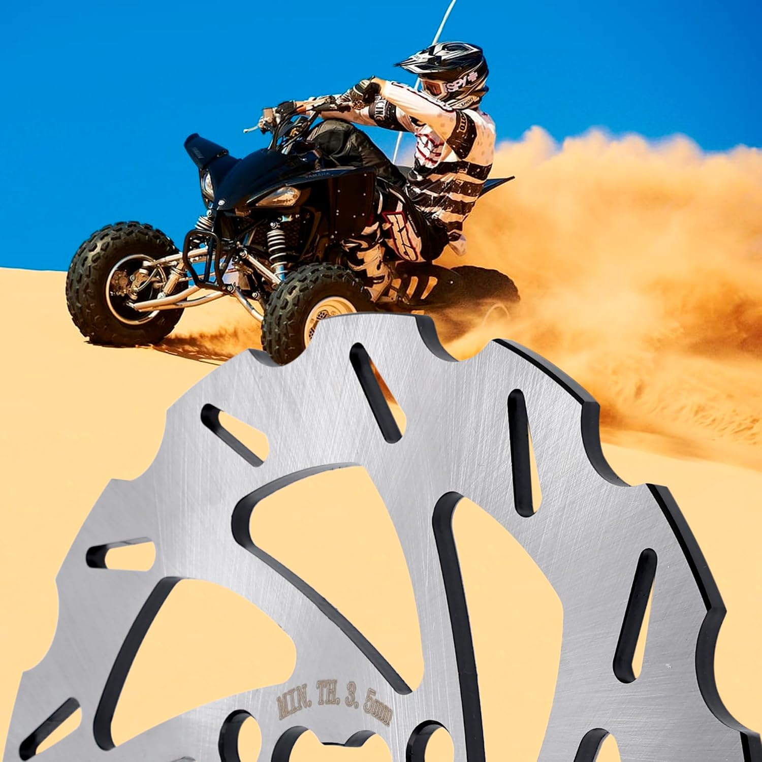 200MM Rear Brake Rotor Disc Compatible with Yamaha Raptor 700 700R YFM700R 2006-2024, for YFZ450 2006-2013, for YFZ450R 2009-2023, YFZ450X 2010-2011, OEM# 1S3-2582W-00-00, 1S3-2582W-10-00