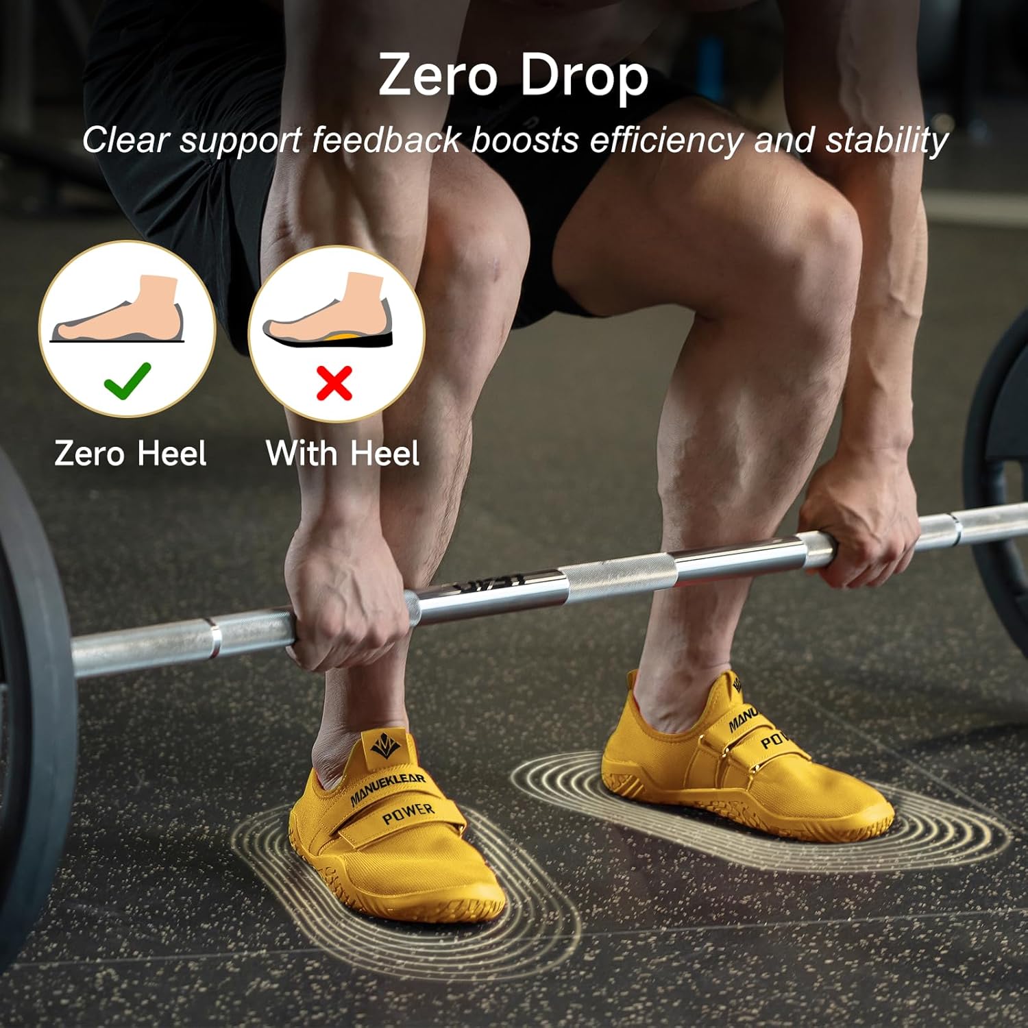 MANUEKLEAR Deadlift Shoes - Weight Lifting Shoes for Men Women - Weightlifting Squat Shoes Fitness Cross-Trainer Barefoot Gym Training Sneakers - Image 3