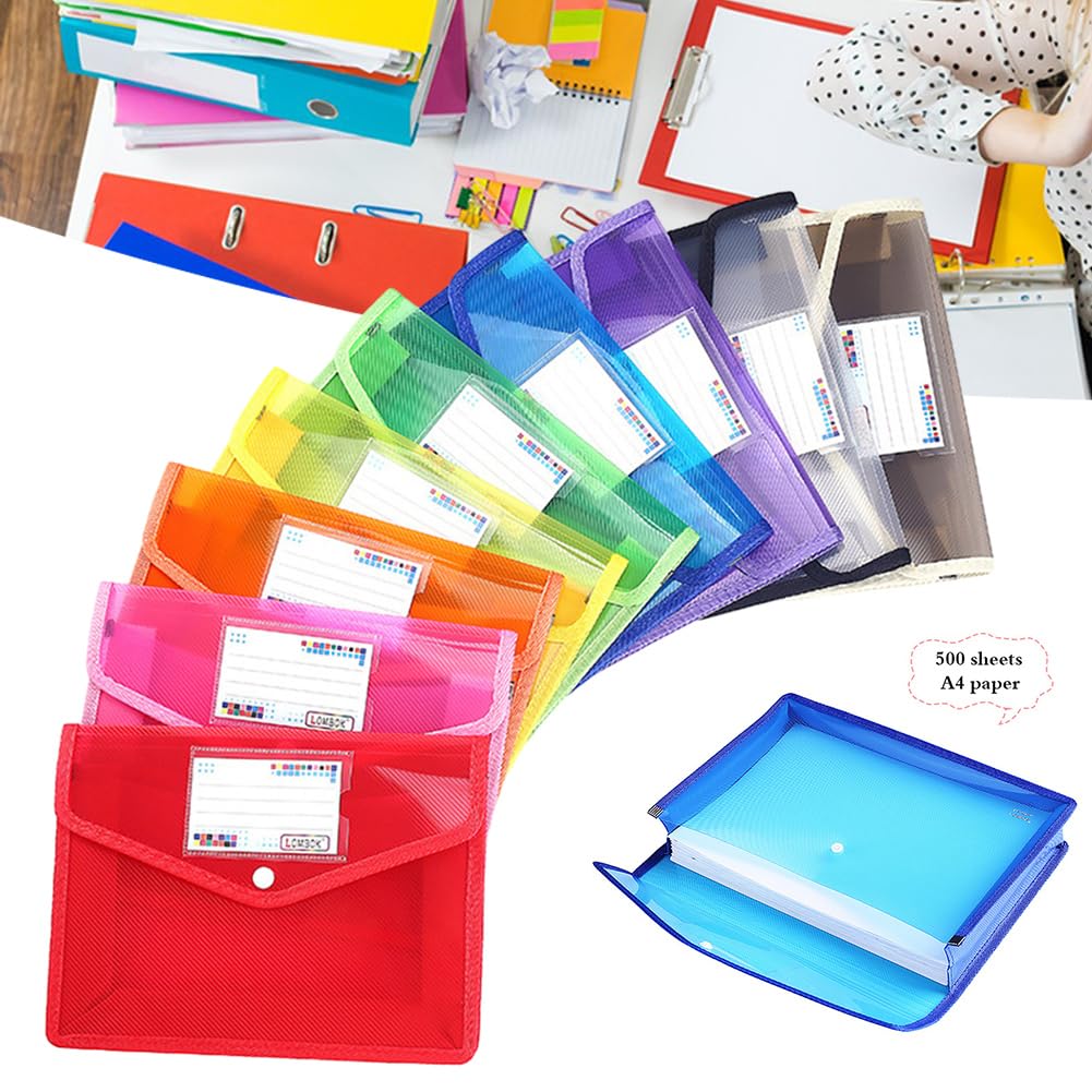 OFFCUP 15PCS Plastic Wallets, A4 A5 A6 Zip Lock Bags Document Wallet File Zipper Bags File Folder Document Folders Plastic Pockets Zipper File Wallet For School Office Homework Storage Bag Travel - View #9