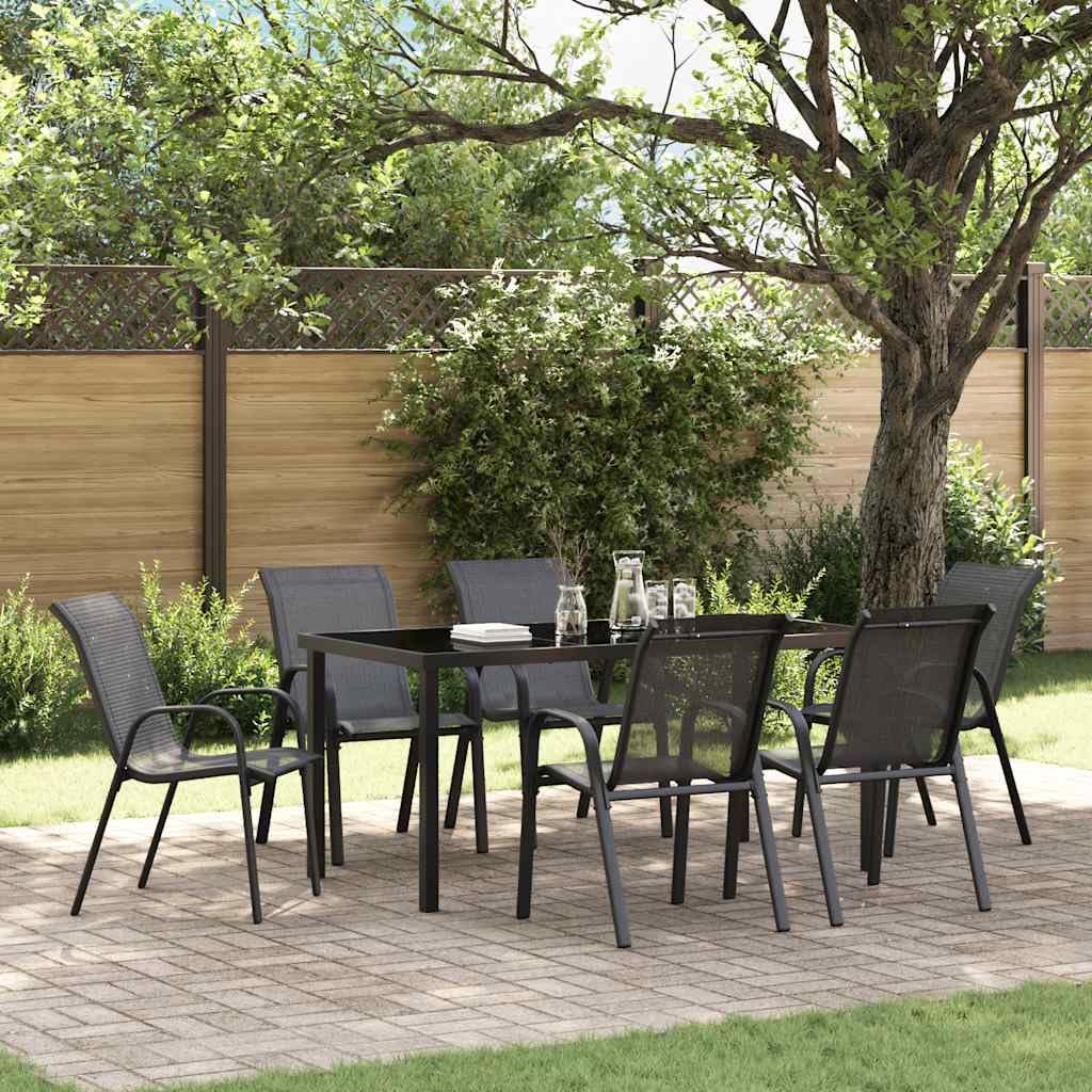 Genérico Sillas de jardín apilables 6 Unidades textilene Negro,Mobiliario,Muebles de jardín,Asientos de Exterior,Sillas de jardín-318783