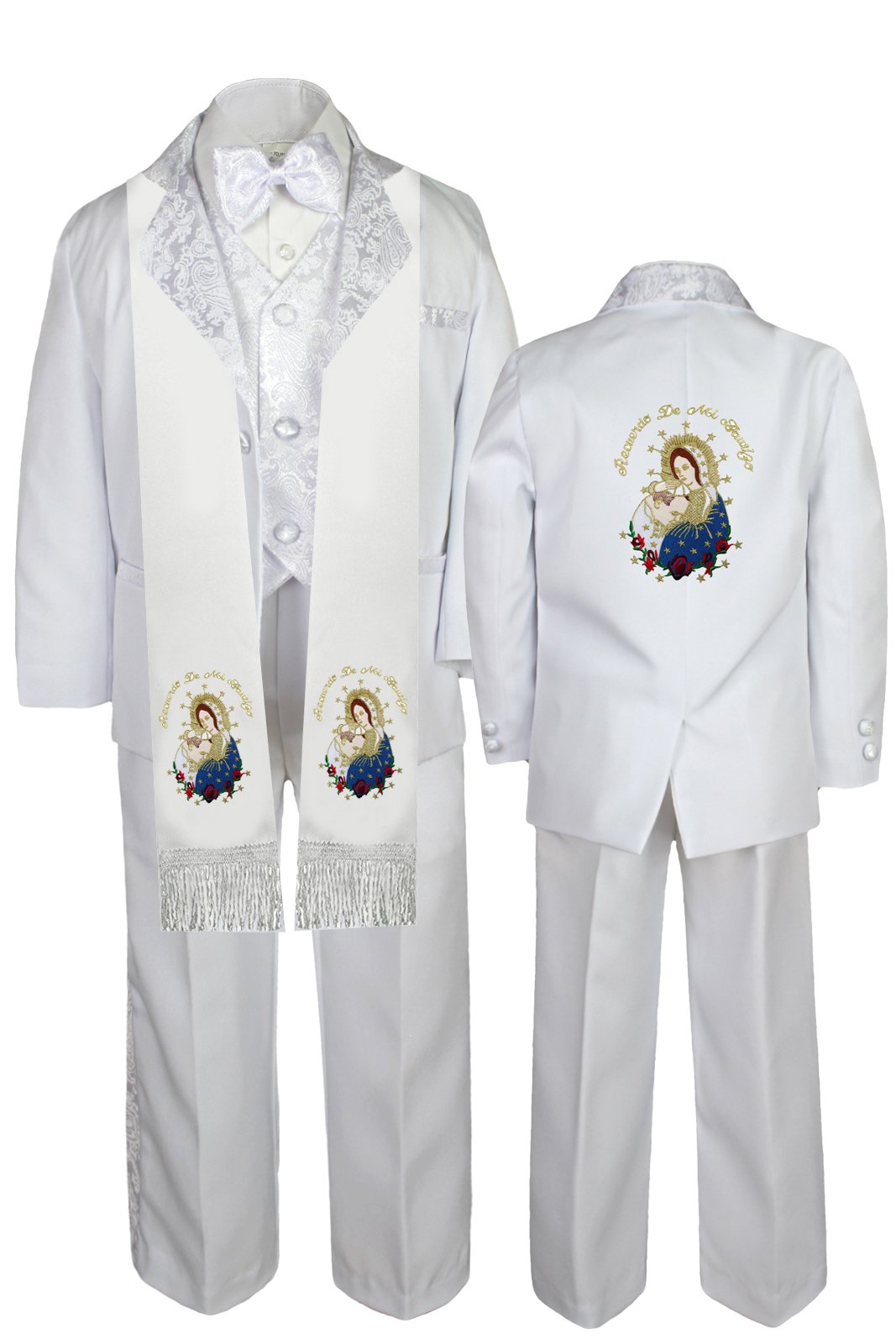 Baby Toddler Toddler Baptism White Tuxedo Embroidery Virgin Mary Pope Stole Sm-7