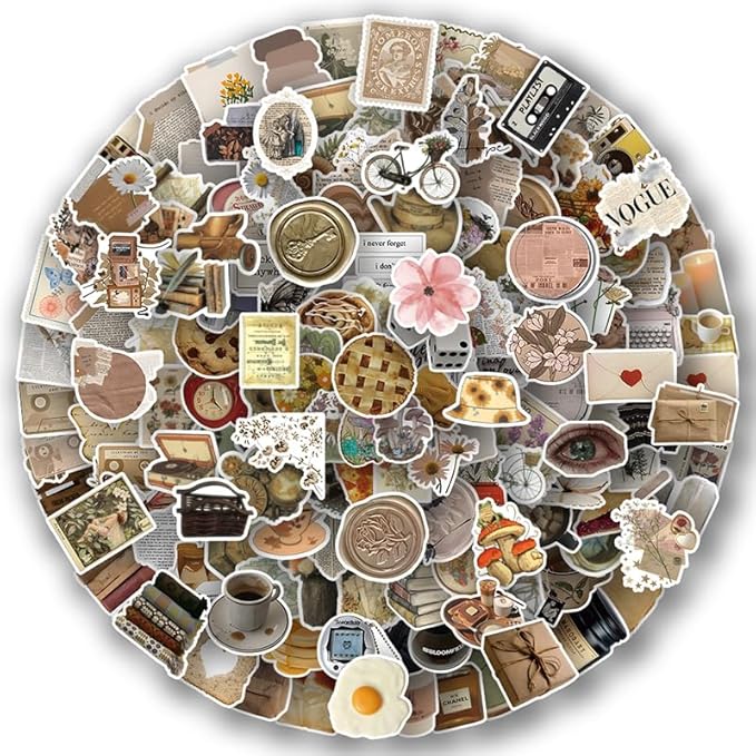 Aesthetic DIY Stickers for Laptops, Water Bottles & Journals | 294 PCS Vintage Stickers