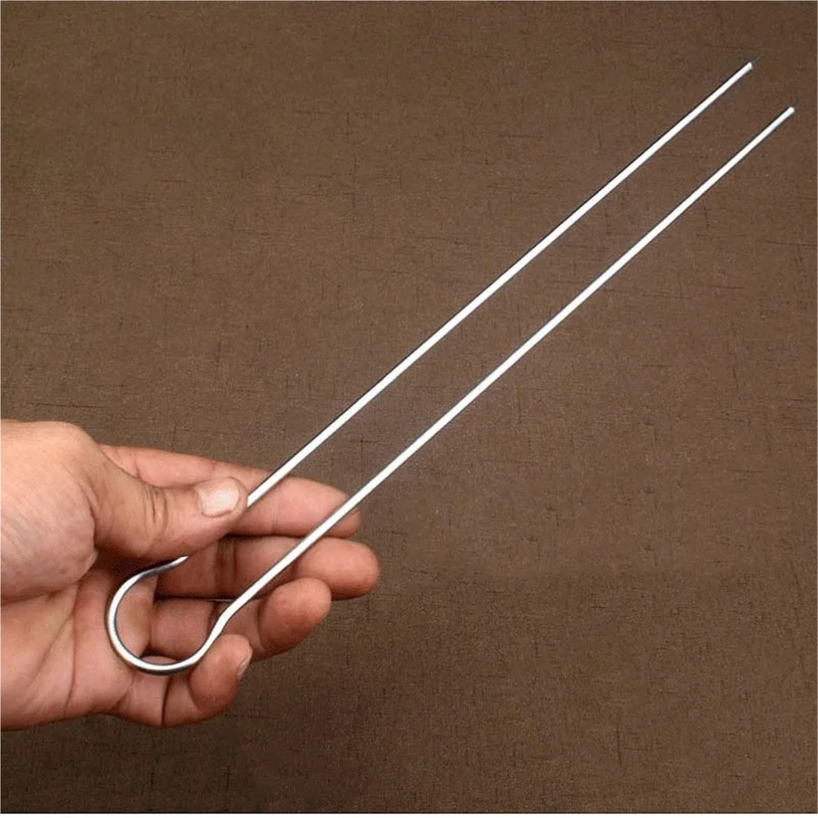 Spiedini in Metallo 6/10/12pcs U Doppio BBQ Grill Set di spiedini Spiedini Kebab in acciaio inossidabile Bastoni for grigliate in metallo Picnic Camping(12 Pieces)