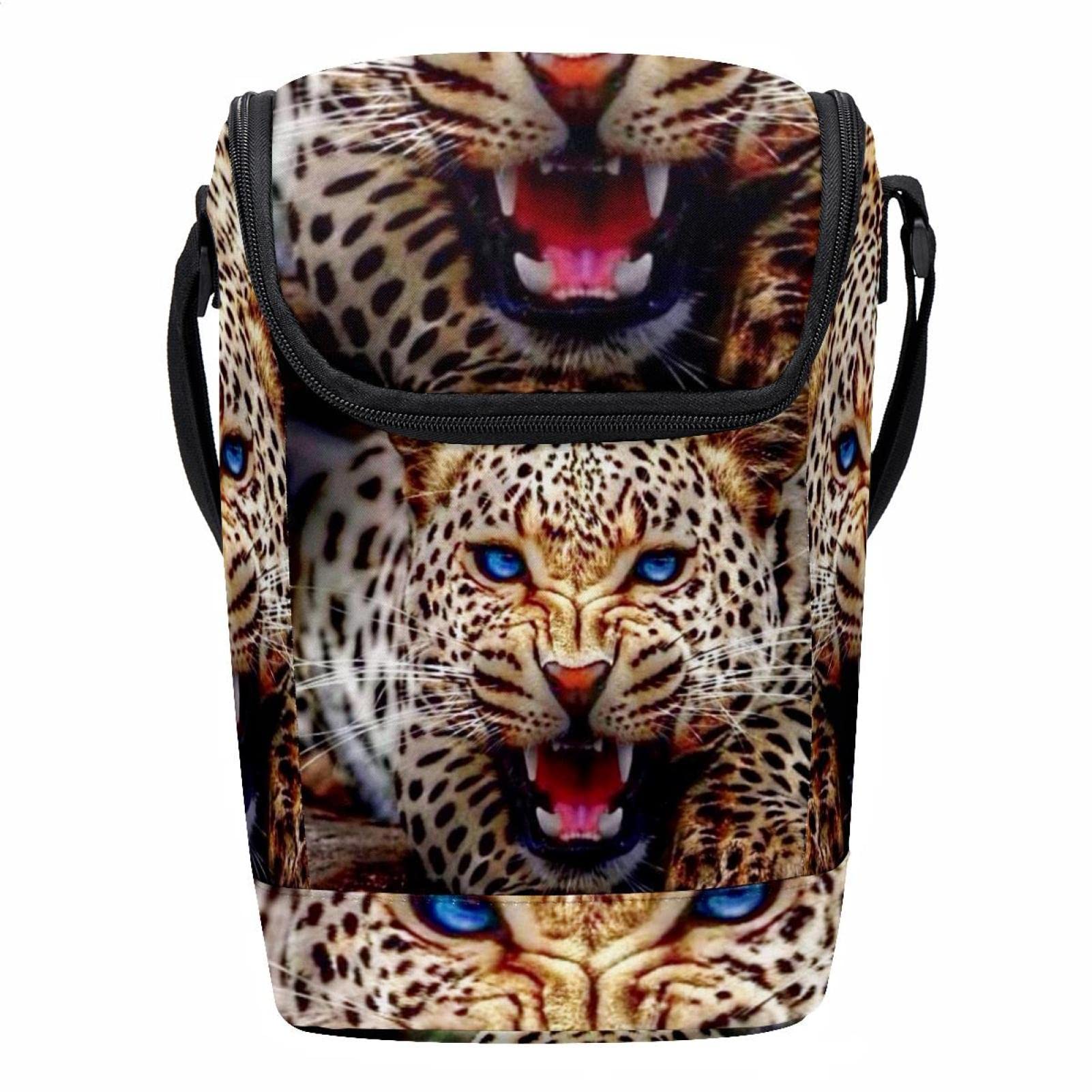 Correa ajustable en esta lonchera grande con estampado de leopardo