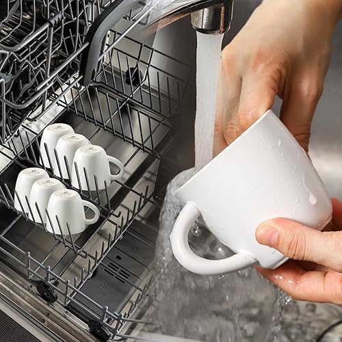 Miniatura 7 de Hasense Tazas de capuchino con platillos, juego de 6 tazas de café de cerámica de 6 onzas, perfectas para expreso, bebidas de café especiales, café