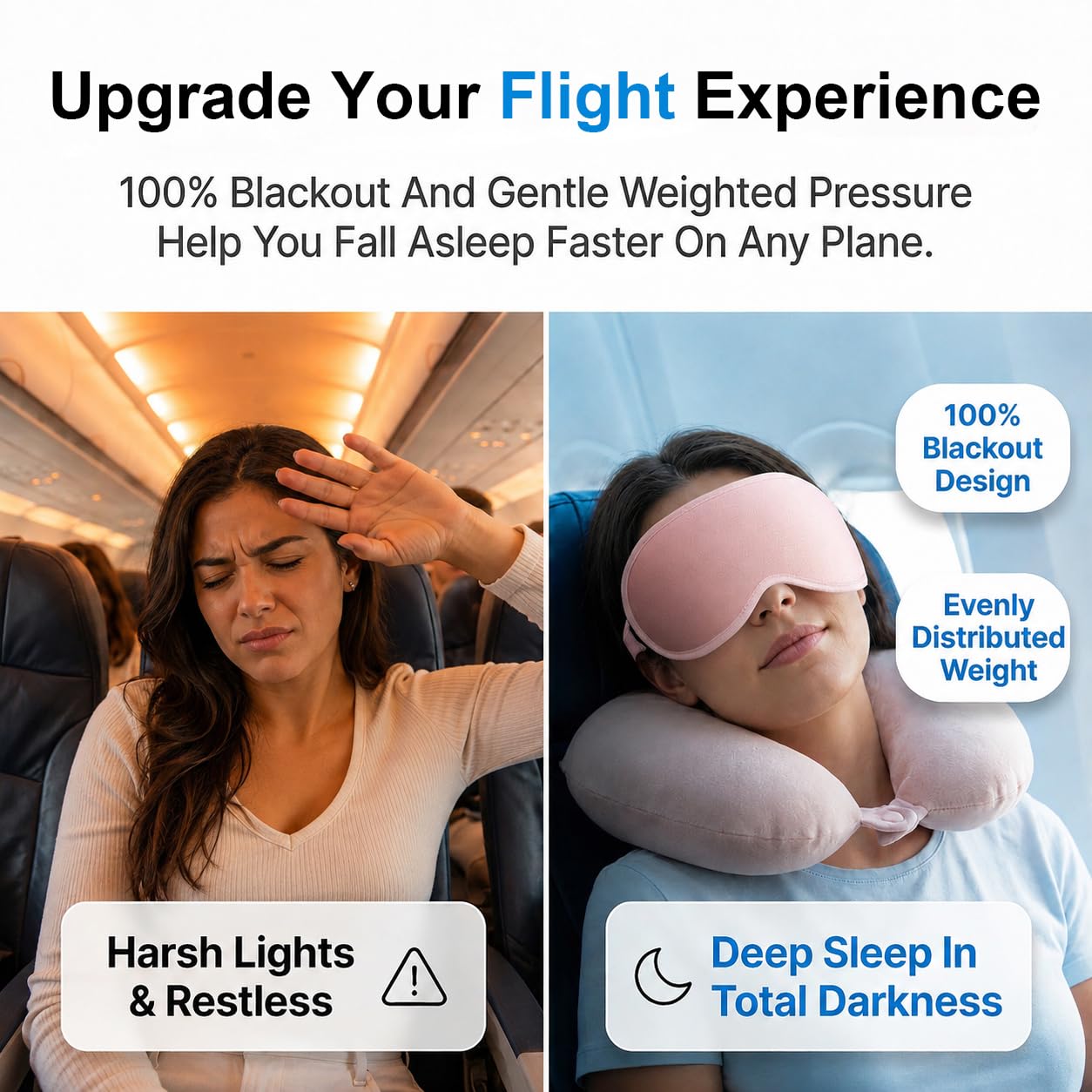 Facemoon Blackout Weighted Eye Masks for Sleep, Airplane Travel Essentials — Amazon image 9