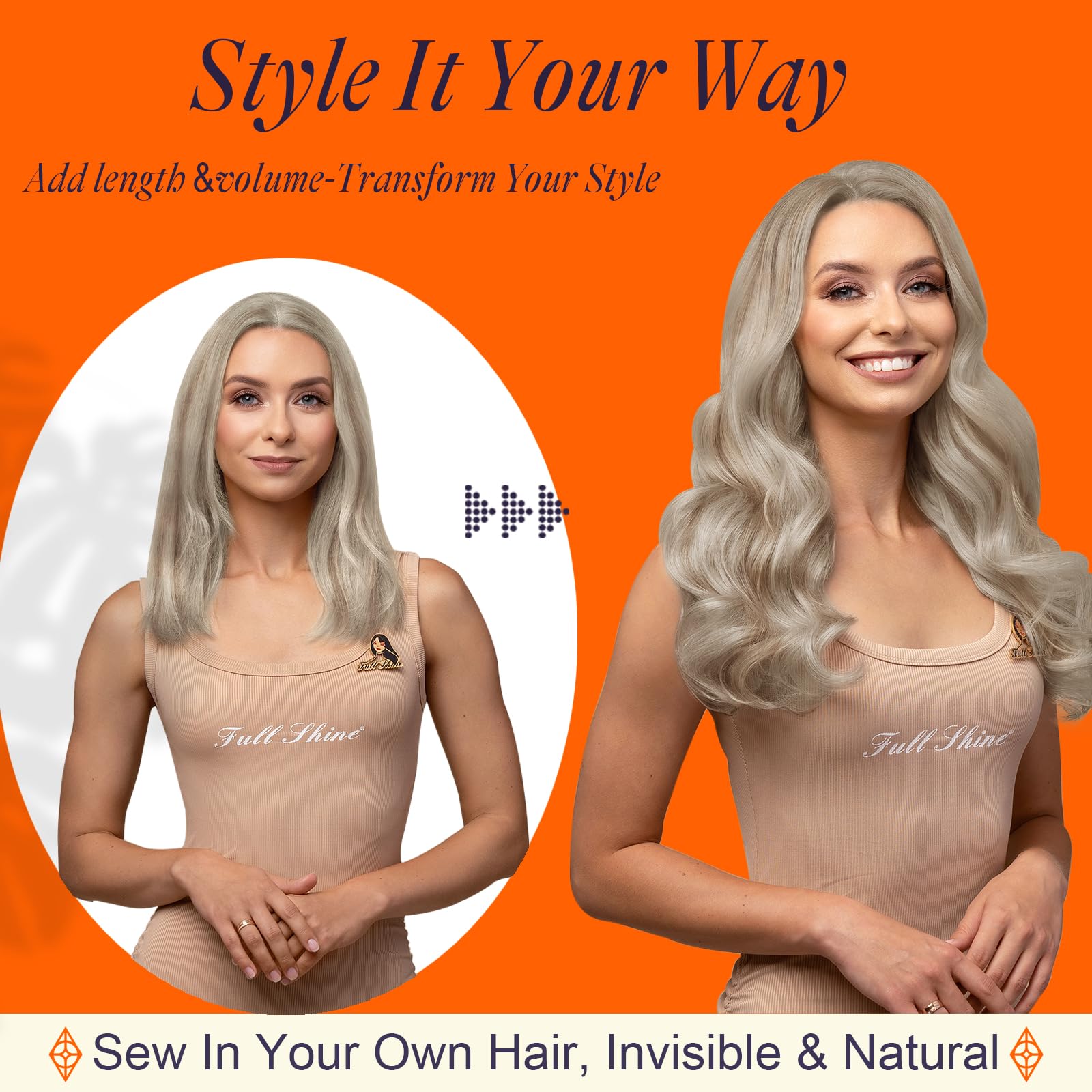 Amazon.com : Full Shine Sew In Extensions Real Human Hair  display picture 1