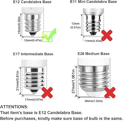Miniatura 8 de Bombillas LED E12 regulables, bombilla C7 de 7 W equivalente a bombilla halógena E12 de 60 W, luz blanca diurna 6000 K, base de candelabro T6 E12,