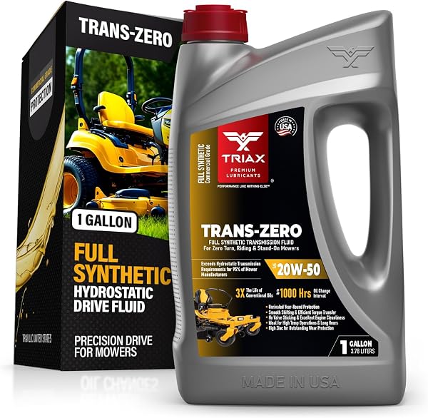 TRIAX Trans Zero 20W-50 Huile Synthétique pour Transmission Hydrostatique - Pour Tondeuses à Zéro Rayon de Braquage et Tondeuses Autoportées Zero Turn - Longue Durée et Protection Maximale 3.785 ltr. - 1