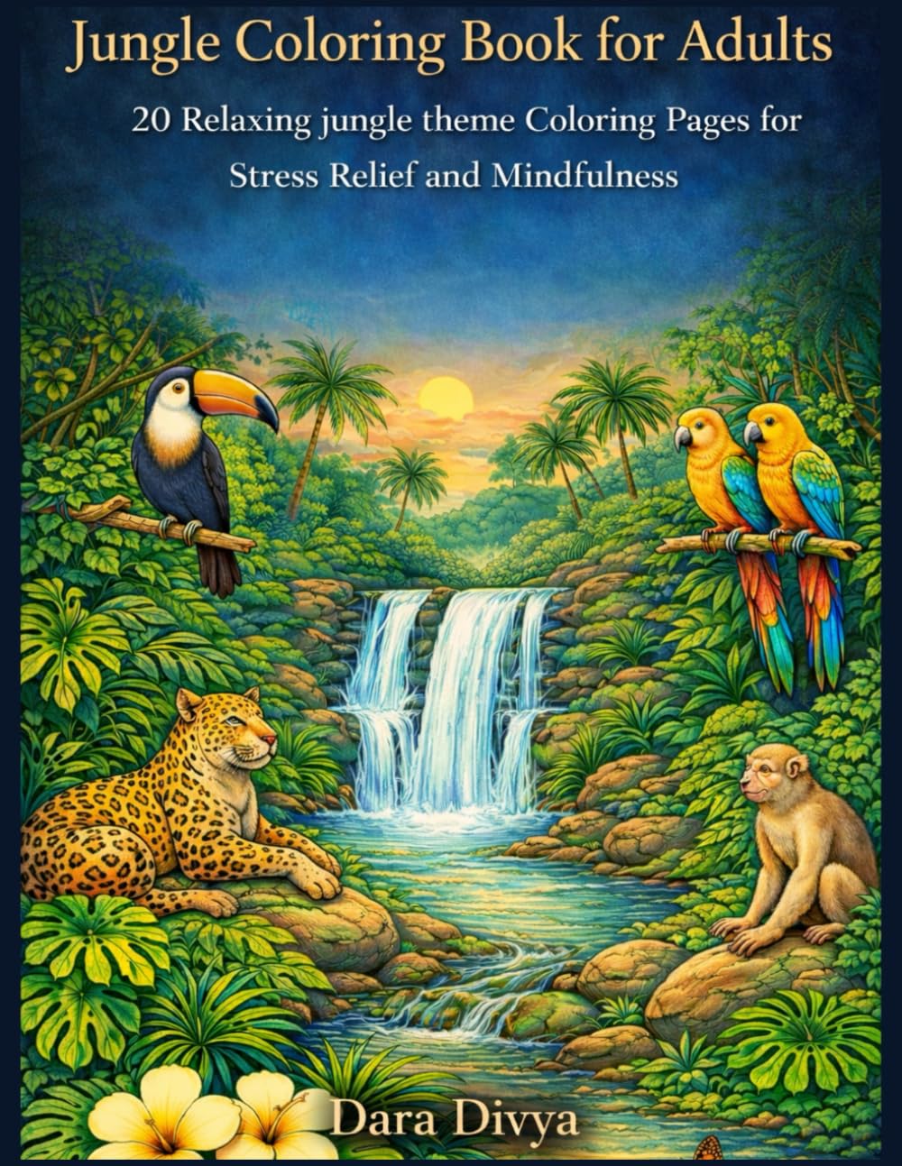Jungle Coloring Book for Adults: 20 relaxing jungle theme colouring pages for stress relief and mindfulness
