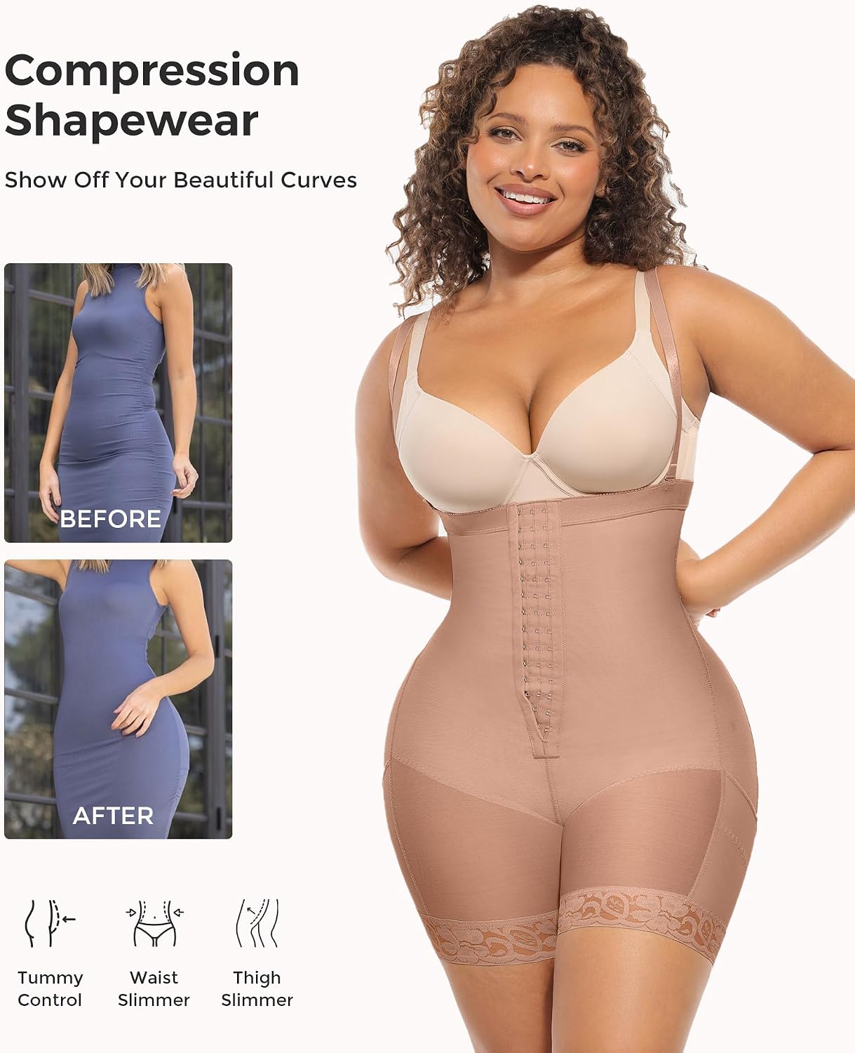 FeelinGirl Faja Body Shaper Tummy Control Shapewear for Women Butt Lifter Post Surgery Fajas Postparto Para Mujer