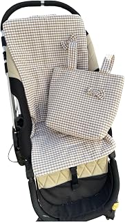 Colchoneta Universal Silla de Paseo + Bolso Carro Bebé | 36x77CM, Tejido Algodón Transpirable,Evita la sudoración | Antideslizante, | Comodidad y ajuste universal