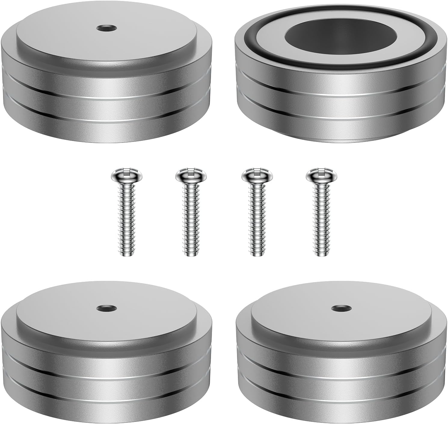 Tertullus 4 Pcs Turntable Feet Aluminum HiFi Turntable Isolation Feet Aluminum Stand Speakers Spikes Audio Pads 58x22mm for HiFi Amplifier/Speaker/Turntable/Player(Silver)