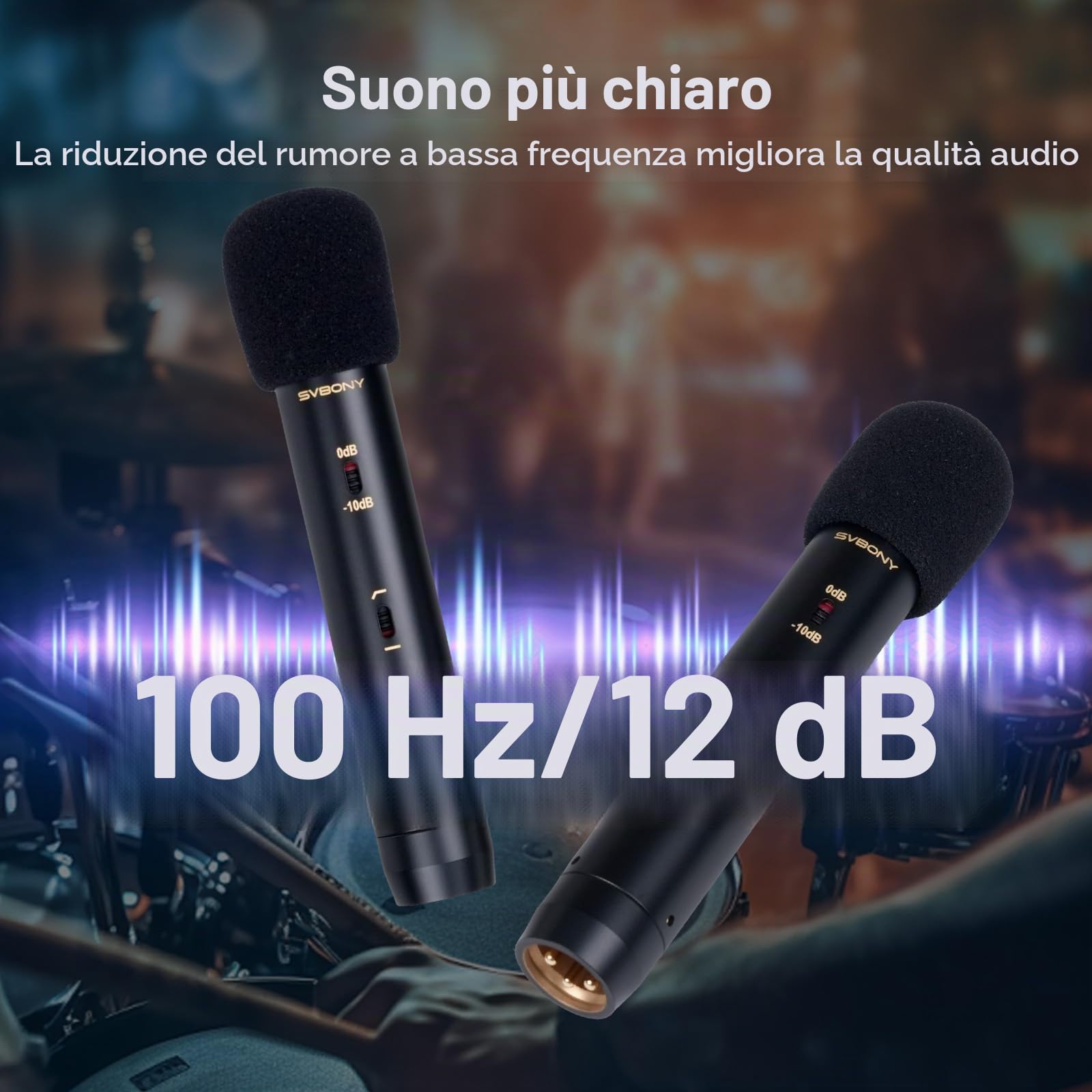 SVBONY SVMic M1 Microfono Dinamico Cardioide per Registrazione Strumenti | Kit Microfono a Condensatore Stereo Professionale con Attenuazione 10dB, XLR a 3 pin, Filtro Passa-Basso 100Hz&SNR 78dB
