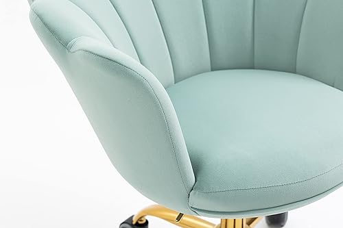 Miniatura 8 de ZOBIDO Comfy - Silla de trabajo para la oficina en casa con ruedas, bonita y moderna tapizada de terciopelo con respaldo de concha, silla de