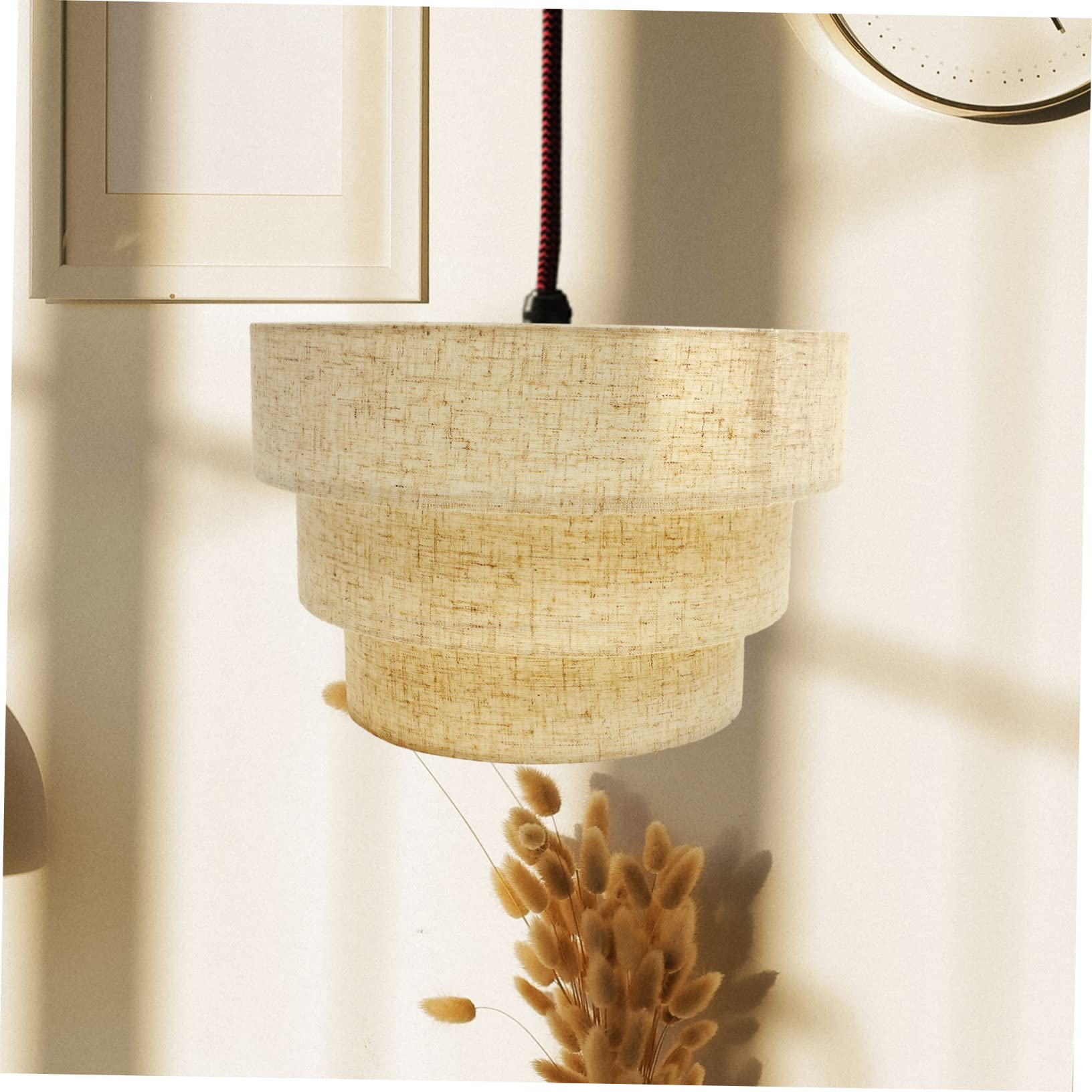 Angoily Abat-jour à Plusieurs Niveaux en Lin Amovible pour Lampadaire, Abat-jour Extra Large, Abat-jour à 3 Couches, Diffuseur Lumineux Intérieur, Remplacement Déco Vintage,