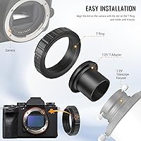 Vista 4 de Alstar - Adaptador de fotos para telescopio Minolta AF y Sony A Mount DSLR, adaptador de cámara para telescopio de montaje en T, incluye anillo T T2